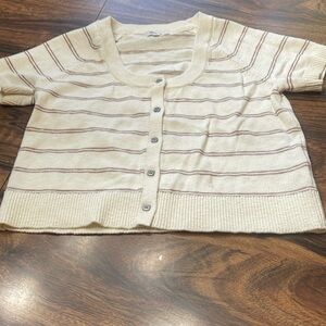 Madewell new sweater small short sleeve knit cream & beige stripe never worn